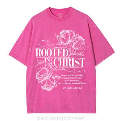 Rooted In Christ Christian Washed T-Shirt
