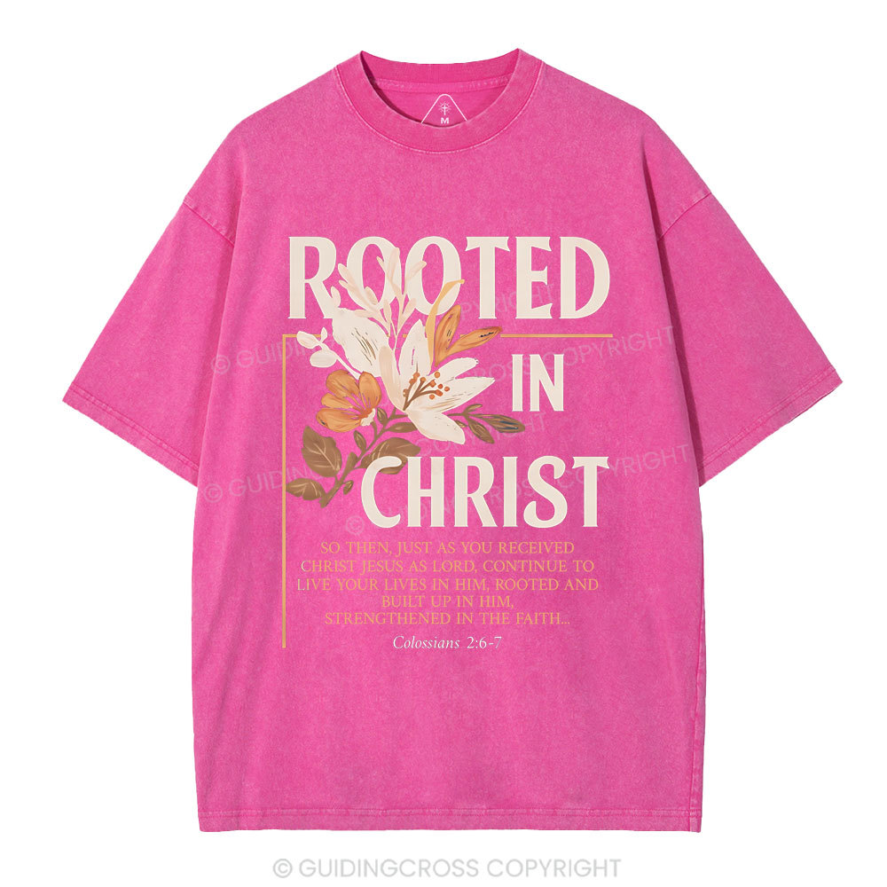 Rooted In Christ Christian Washed T-Shirt