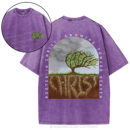 Rooted In Christ Christian Washed T-Shirt