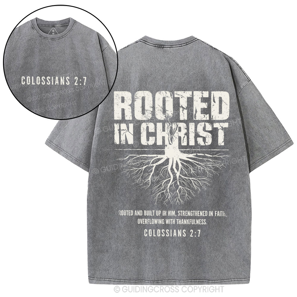 Rooted In Christ Christian Washed T-Shirt