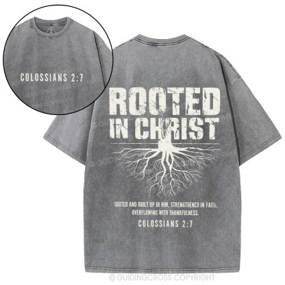 Rooted In Christ Christian Washed T-Shirt