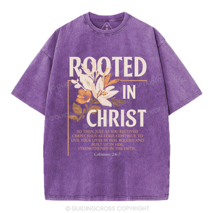 Rooted In Christ Christian Washed T-Shirt