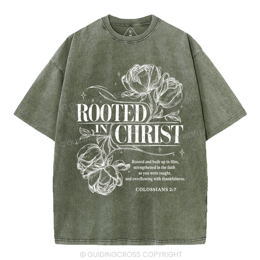 Rooted In Christ Christian Washed T-Shirt