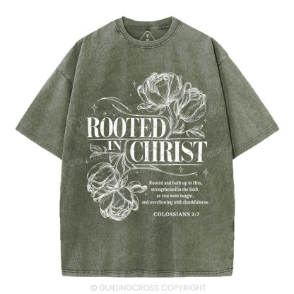 Rooted In Christ Christian Washed T-Shirt