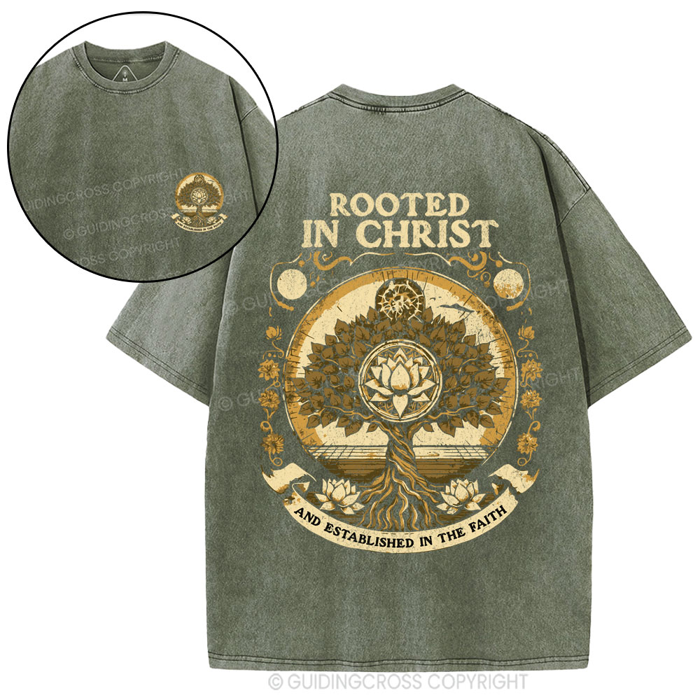 Rooted In Christ Christian Washed T-Shirt