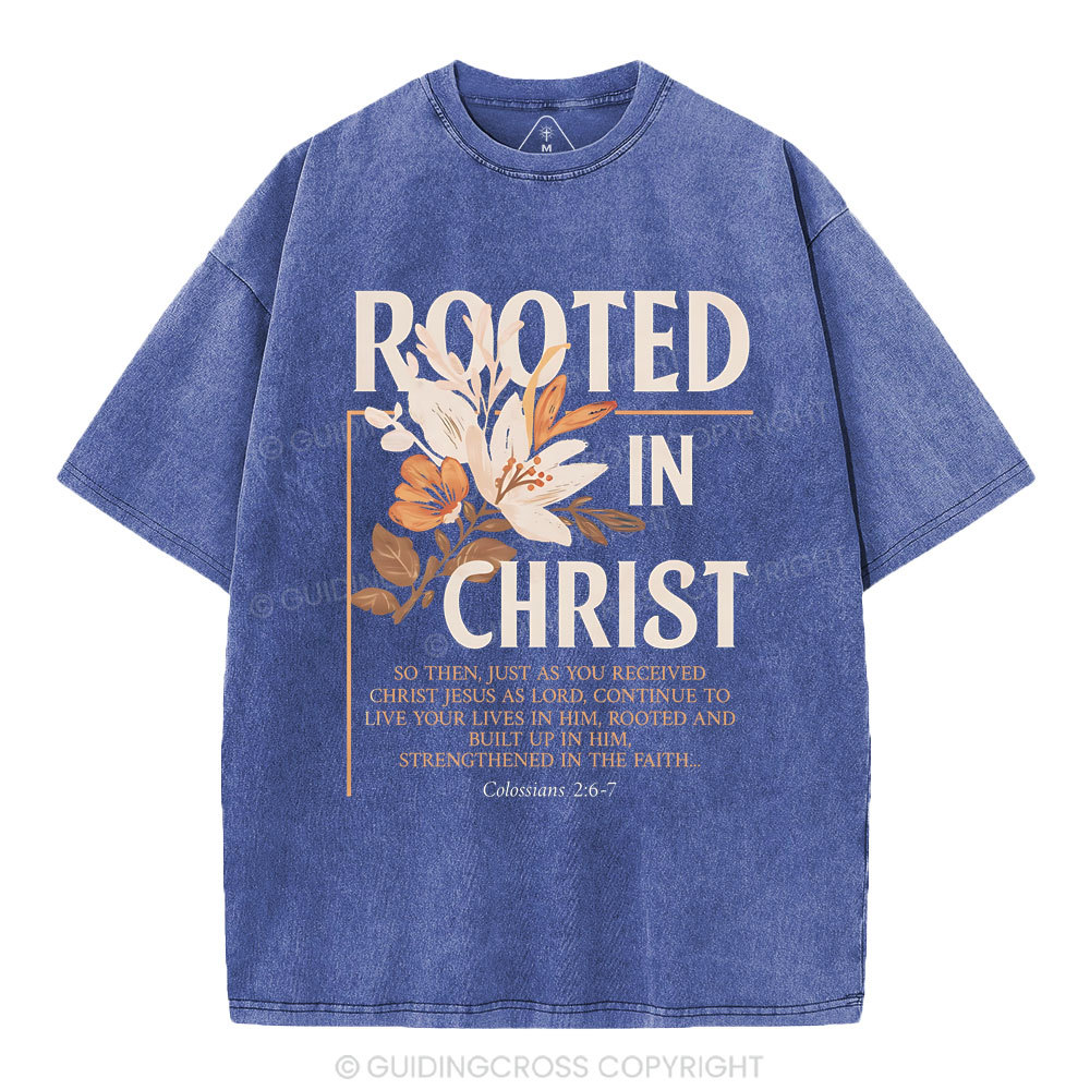 Rooted In Christ Christian Washed T-Shirt