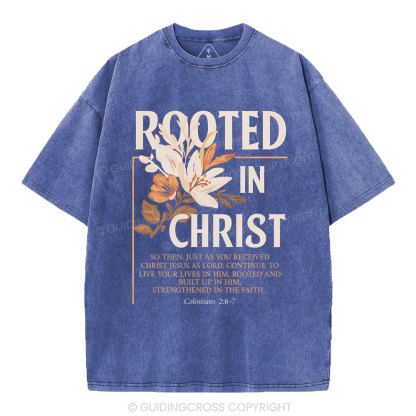 Rooted In Christ Christian Washed T-Shirt