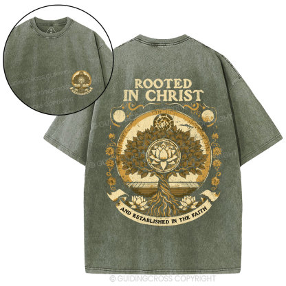 Rooted In Christ Christian Washed T-Shirt