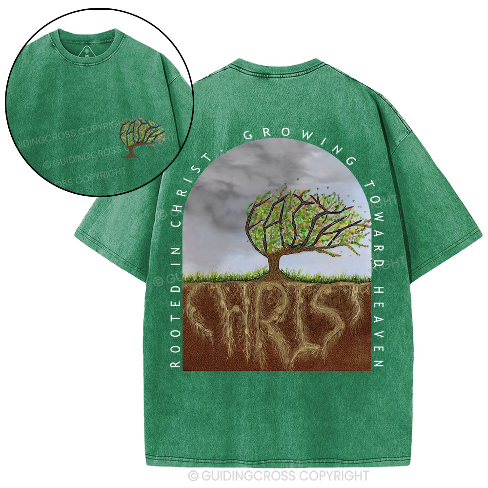 Rooted In Christ Christian Washed T-Shirt