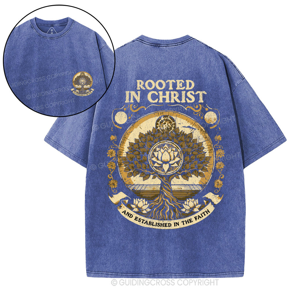Rooted In Christ Christian Washed T-Shirt