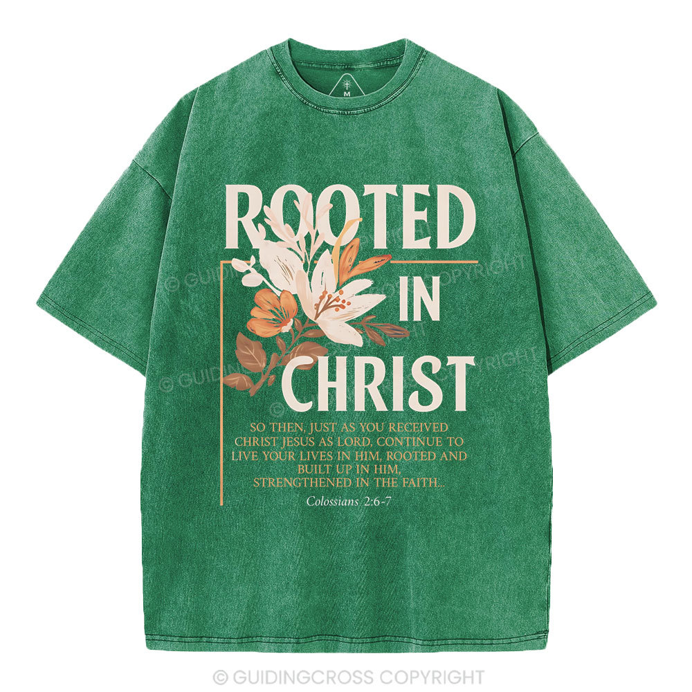 Rooted In Christ Christian Washed T-Shirt