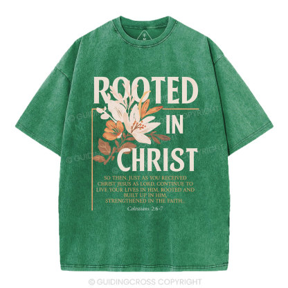 Rooted In Christ Christian Washed T-Shirt