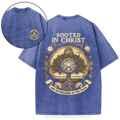 Rooted In Christ Christian Washed T-Shirt