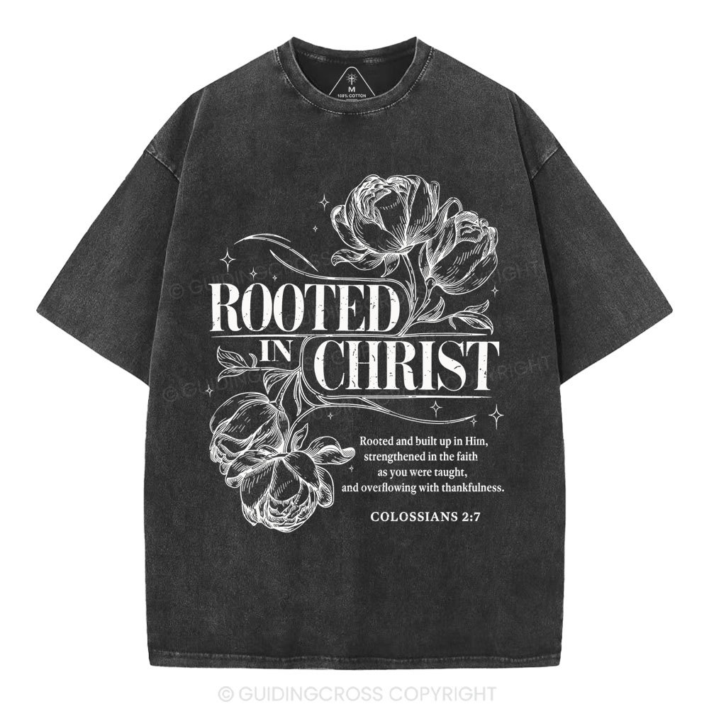 Rooted In Christ Christian Washed T-Shirt