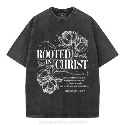 Rooted In Christ Christian Washed T-Shirt