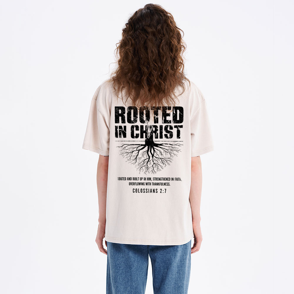 Rooted In Christ Christian Washed T-Shirt
