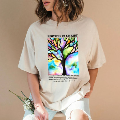 Rooted In Christ Christian Washed T-shirt