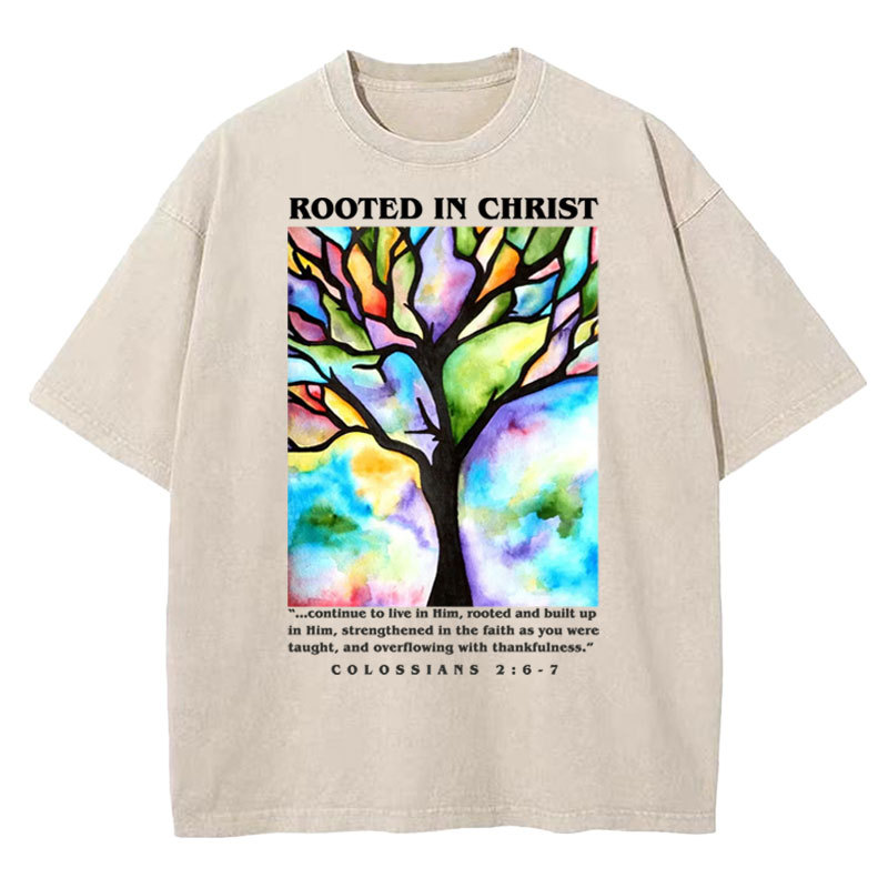 Rooted In Christ Christian Washed T-shirt