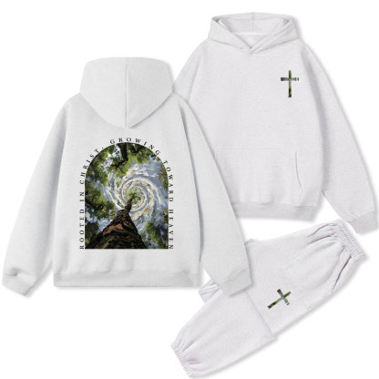Rooted In Christ Growing Toward Heaven Christian Premium Fleece Hoodie Set