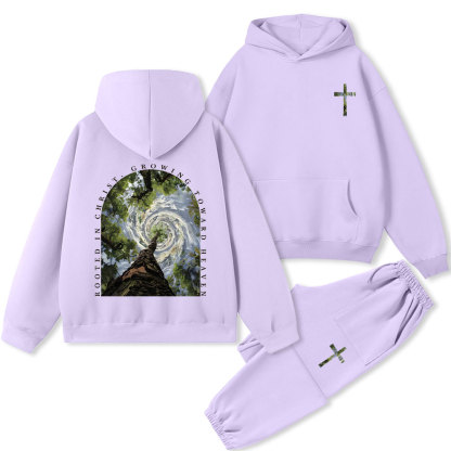 Rooted In Christ Growing Toward Heaven Christian Premium Fleece Hoodie Set