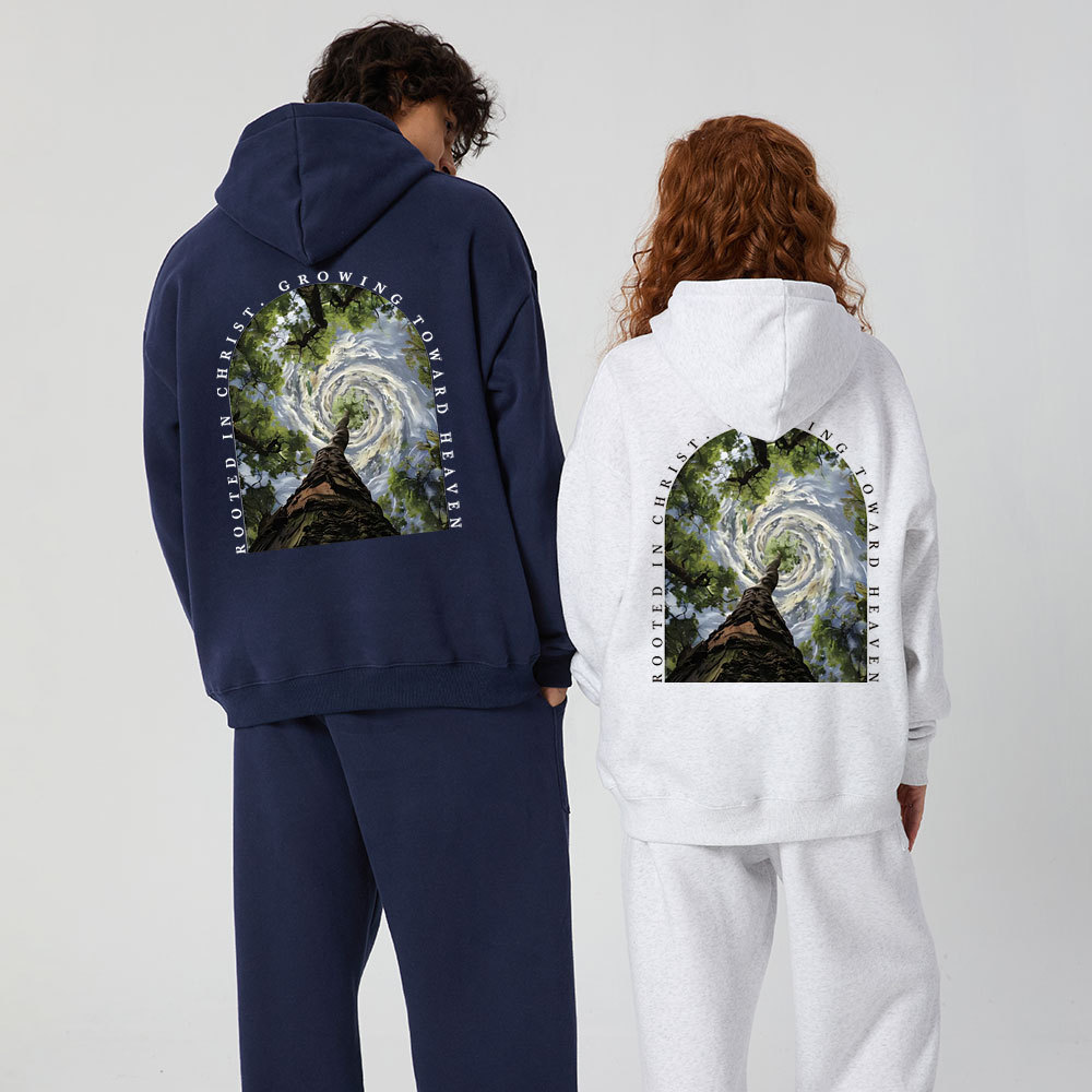 Rooted In Christ Growing Toward Heaven Christian Premium Fleece Hoodie Set
