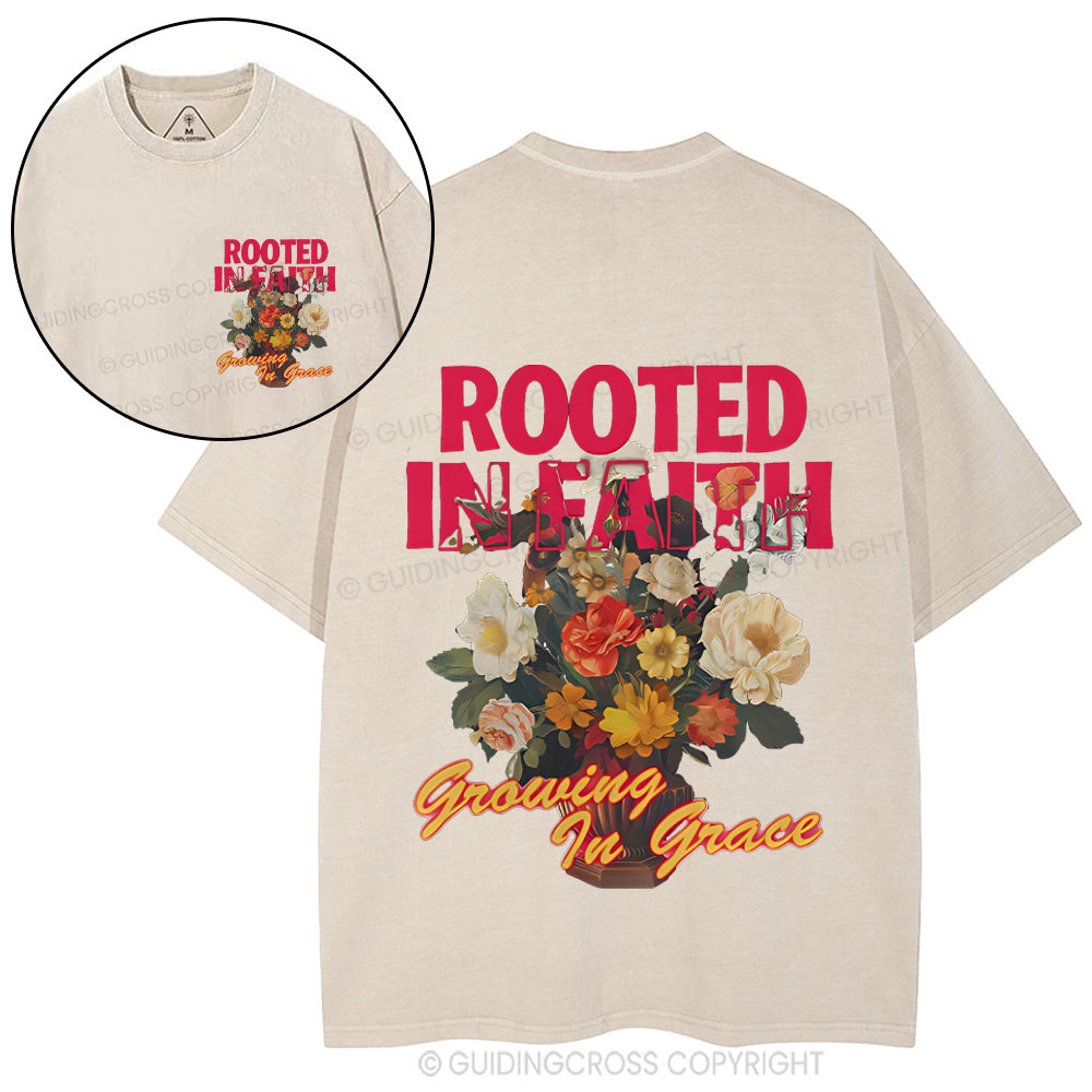 Rooted In Faith Christian Washed T-Shirt