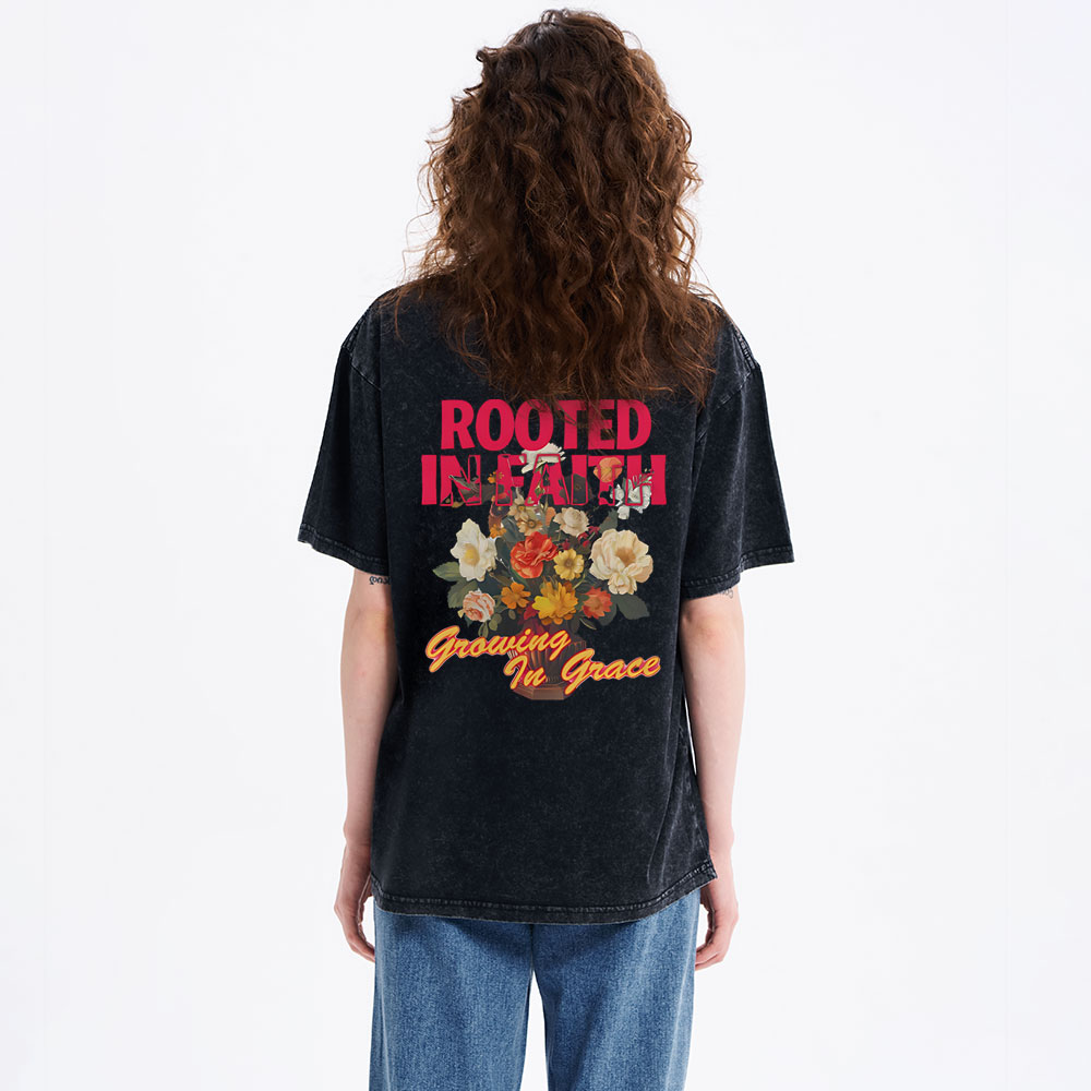 Rooted In Faith Christian Washed T-Shirt