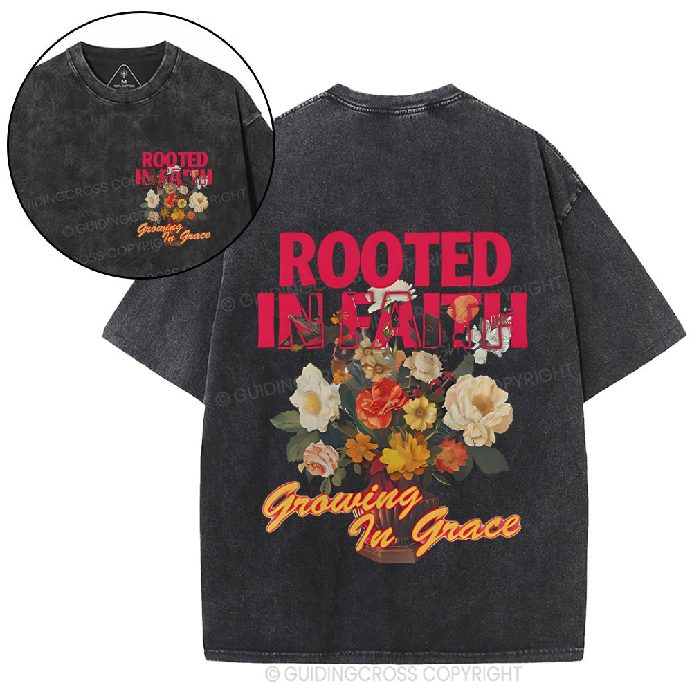 Rooted In Faith Christian Washed T-Shirt