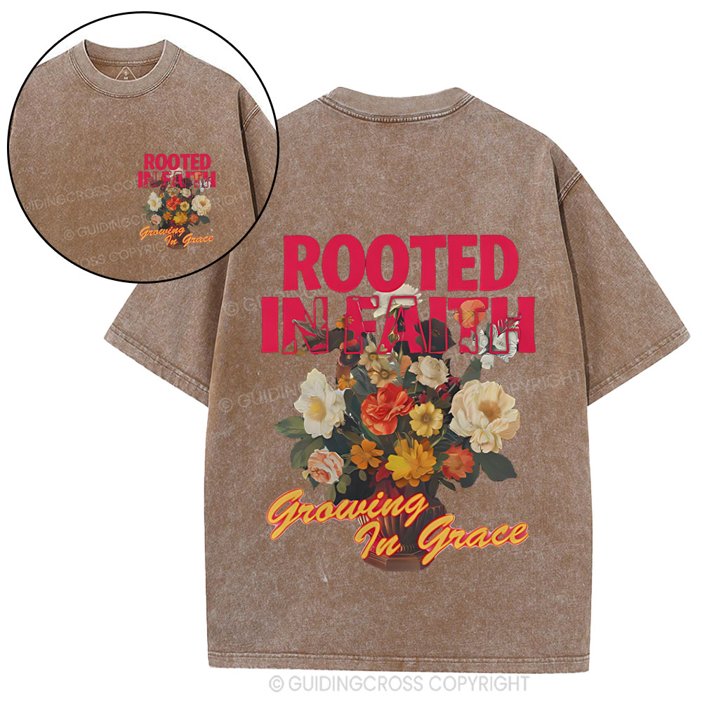 Rooted In Faith Christian Washed T-Shirt