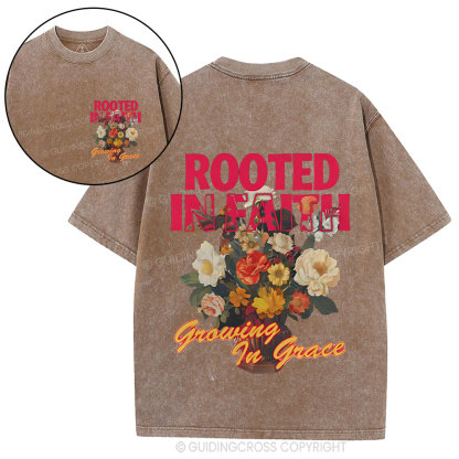 Rooted In Faith Christian Washed T-Shirt