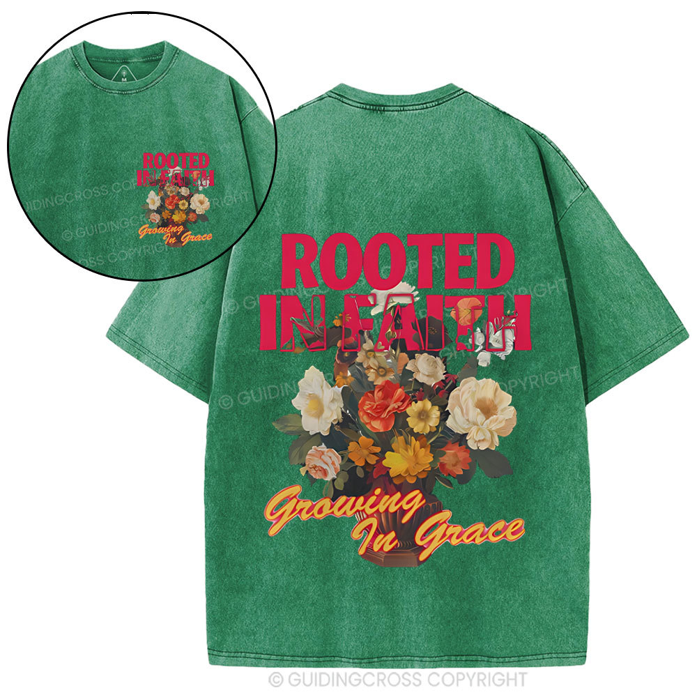Rooted In Faith Christian Washed T-Shirt