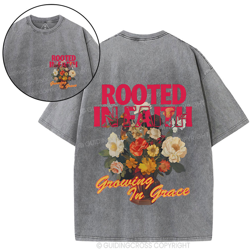 Rooted In Faith Christian Washed T-Shirt