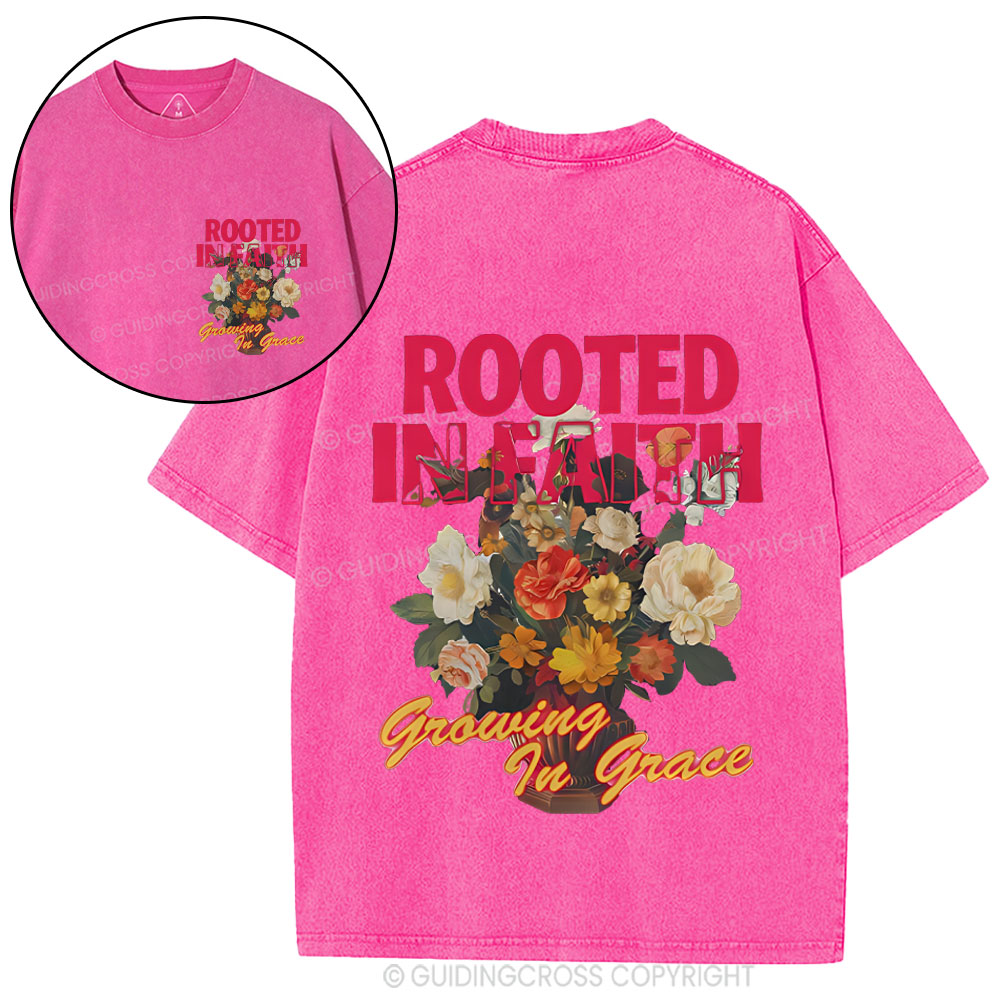 Rooted In Faith Christian Washed T-Shirt