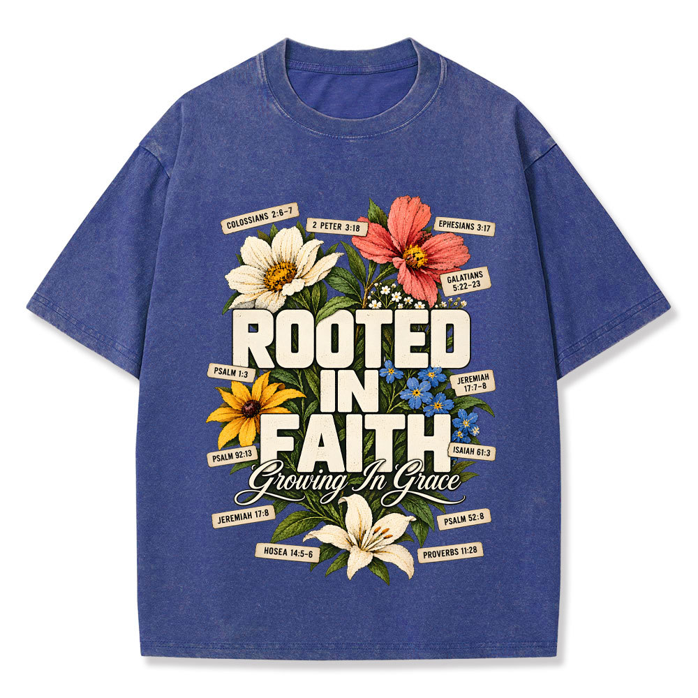 Rooted In Faith Christian Washed T-Shirt