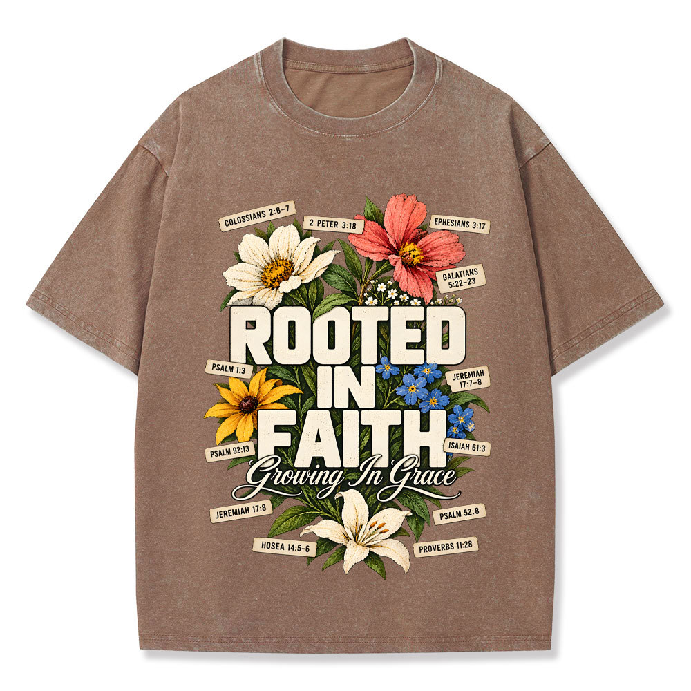 Rooted In Faith Christian Washed T-Shirt