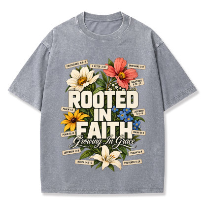 Rooted In Faith Christian Washed T-Shirt