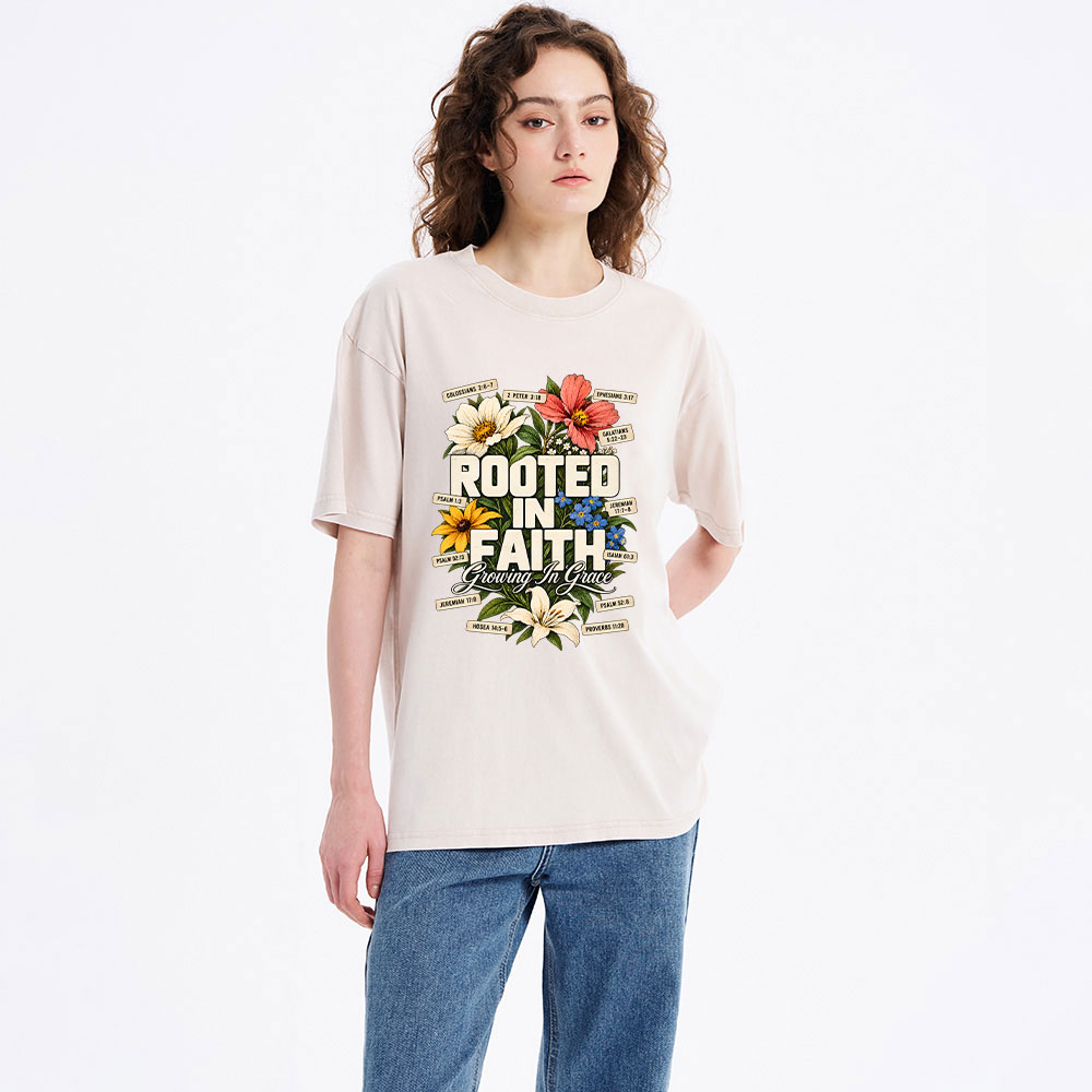 Rooted In Faith Christian Washed T-Shirt