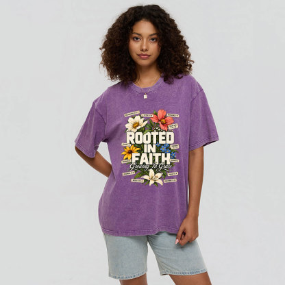 Rooted In Faith Christian Washed T-Shirt