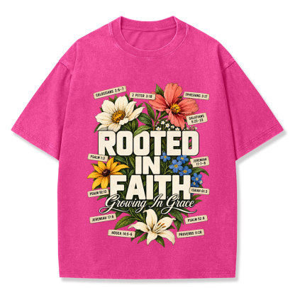 Rooted In Faith Christian Washed T-Shirt