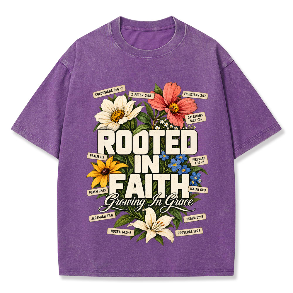 Rooted In Faith Christian Washed T-Shirt