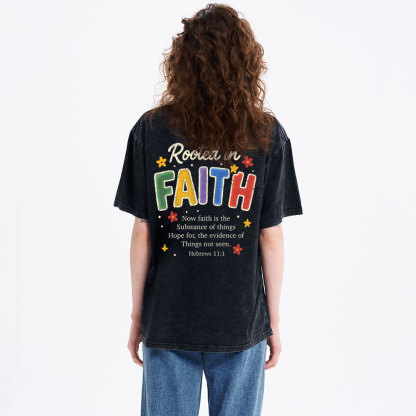 Rooted In Faith Christian Washed T-Shirt