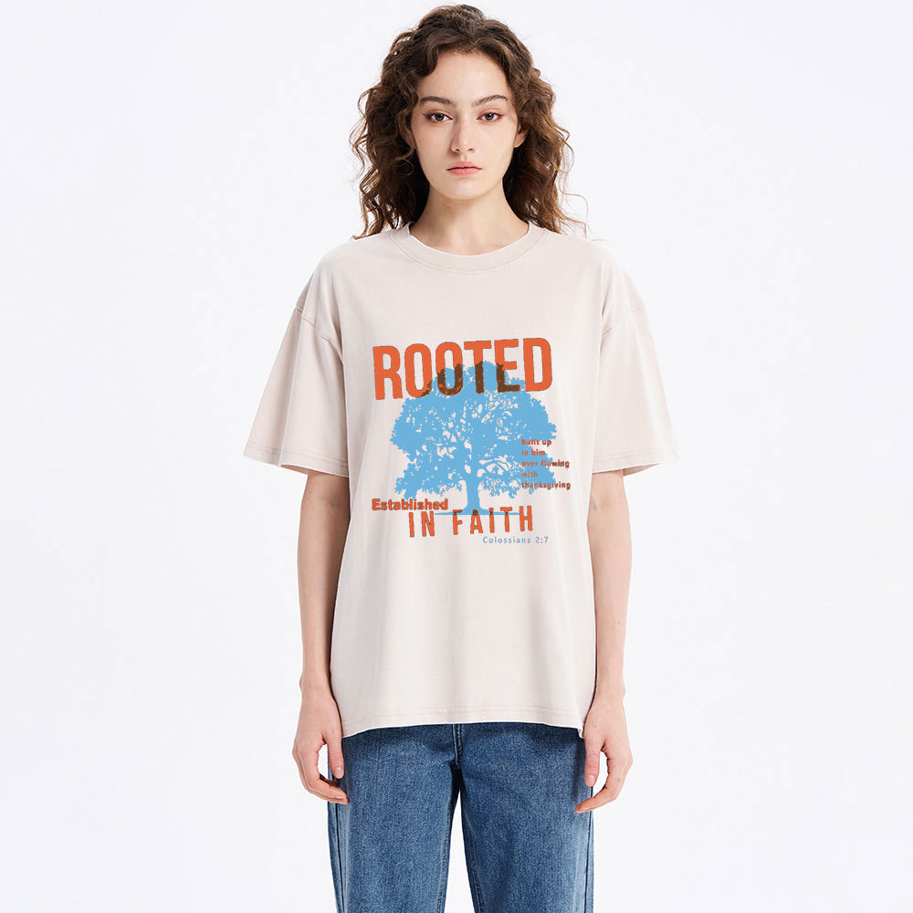 Rooted In Faith Christian Washed T-Shirt