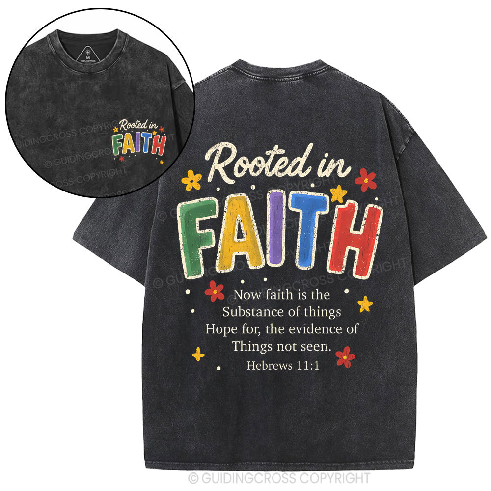Rooted In Faith Christian Washed T-Shirt