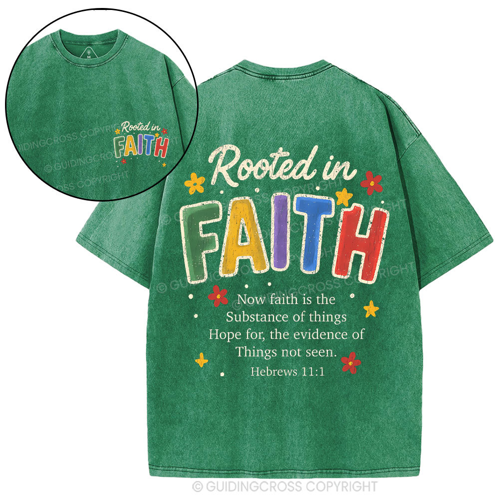 Rooted In Faith Christian Washed T-Shirt