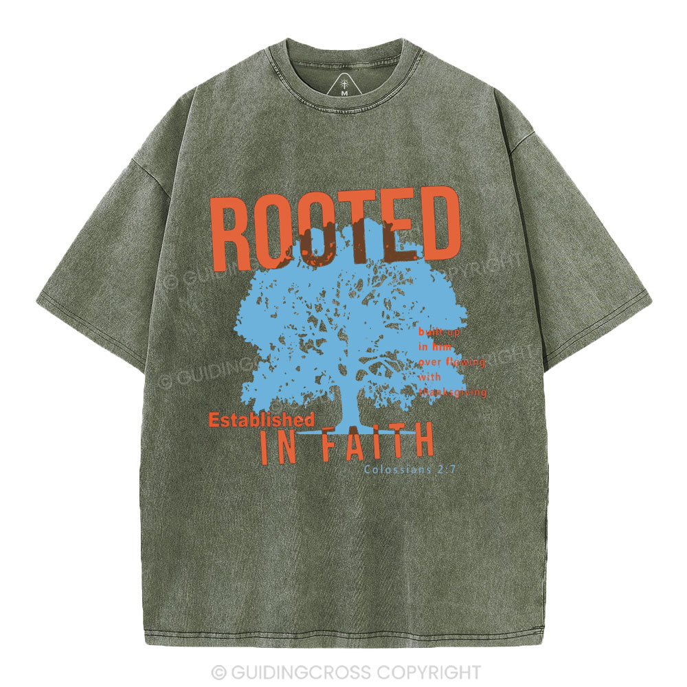 Rooted In Faith Christian Washed T-Shirt