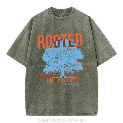 Rooted In Faith Christian Washed T-Shirt