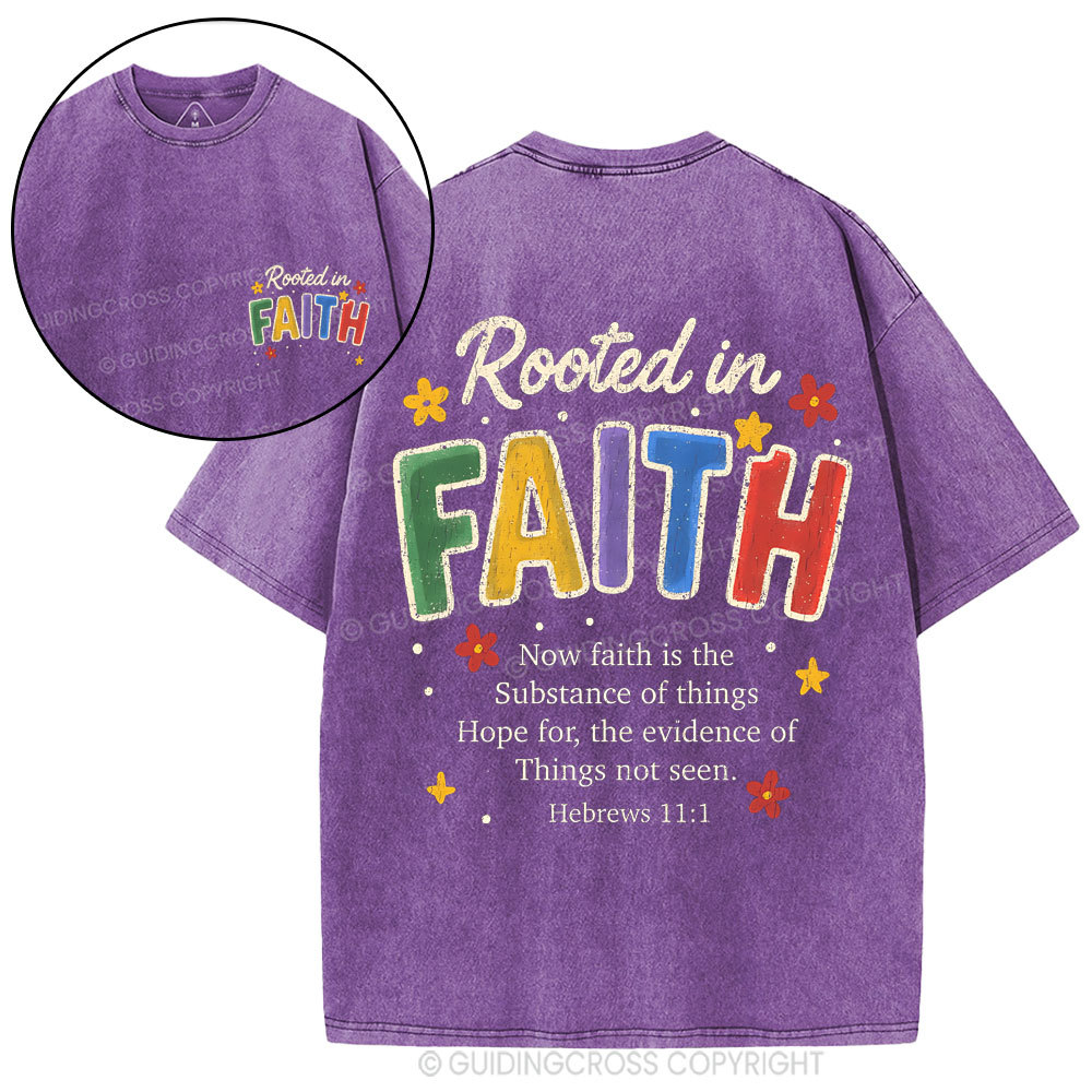 Rooted In Faith Christian Washed T-Shirt