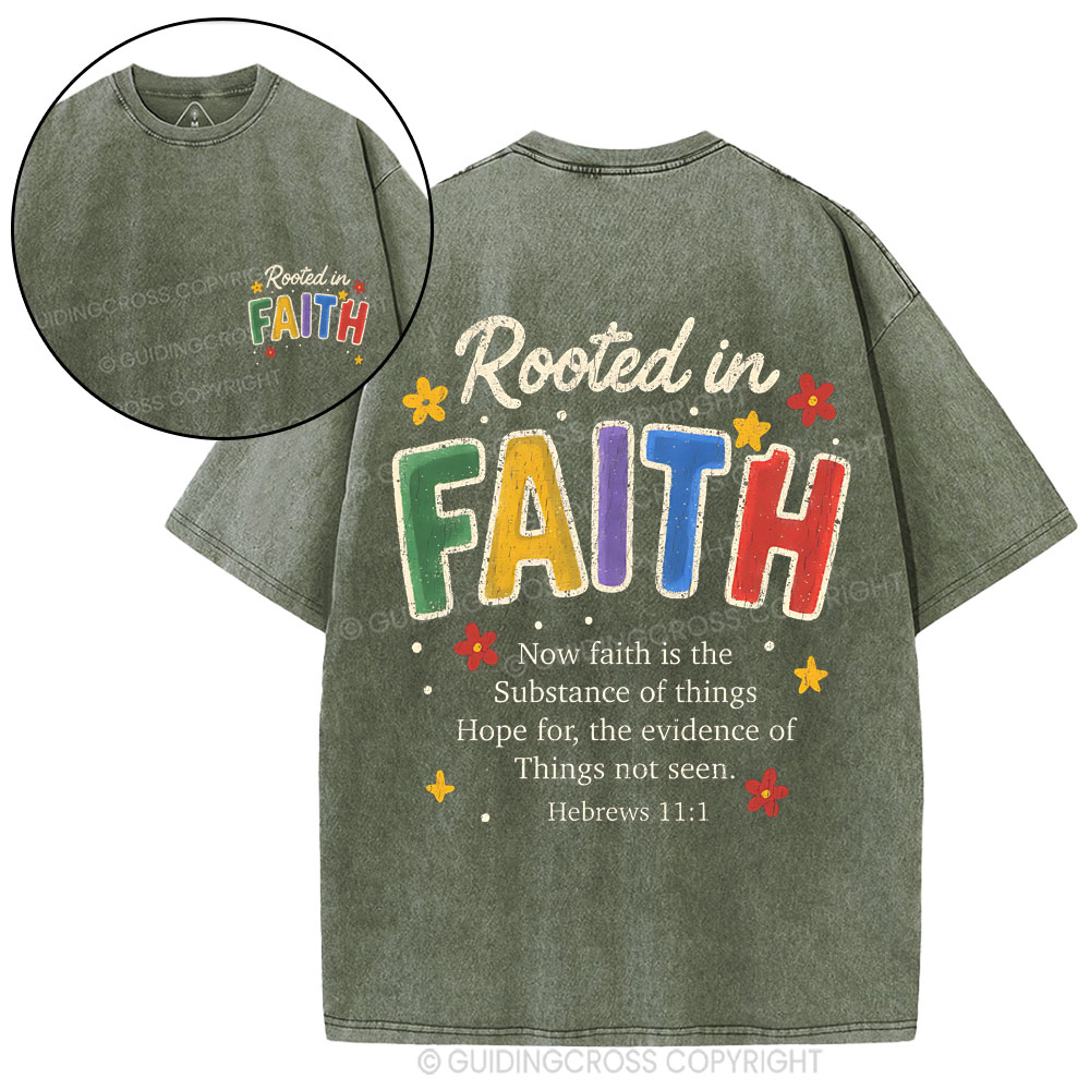 Rooted In Faith Christian Washed T-Shirt