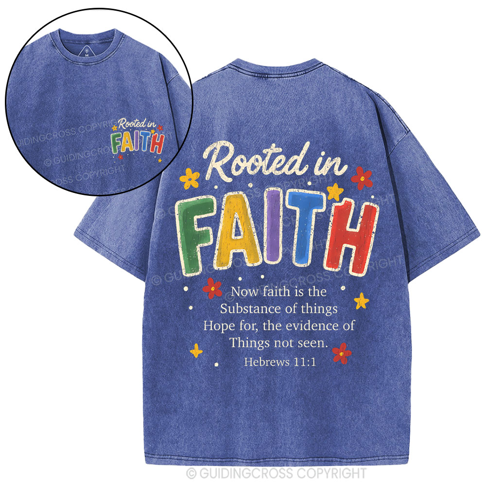 Rooted In Faith Christian Washed T-Shirt