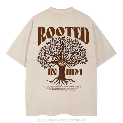 Rooted In Him Christian Washed T-Shirt